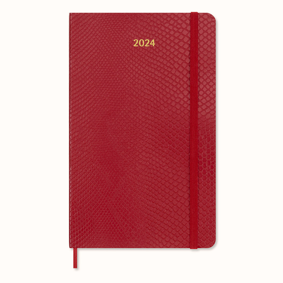 Agenda 2024 Grande Piel Vegana Boa Roja Semanal Pasta Suave