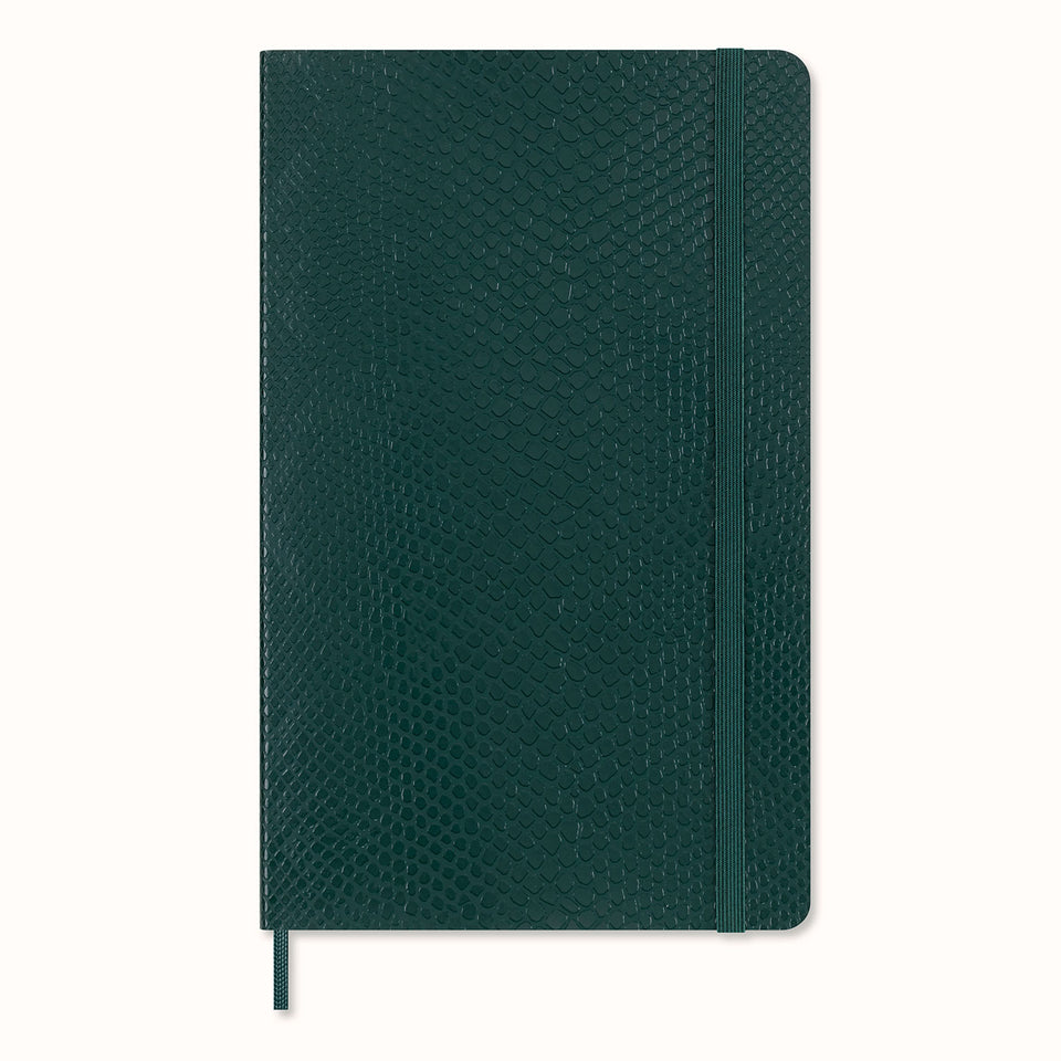 Libreta Grande Piel Vegana Boa Verde Hoja Rayada Pasta Suave