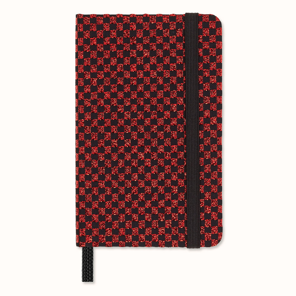 Libreta Extra Chica Holiday Shine Rojo Metálico Hoja Blanca Pasta Dura