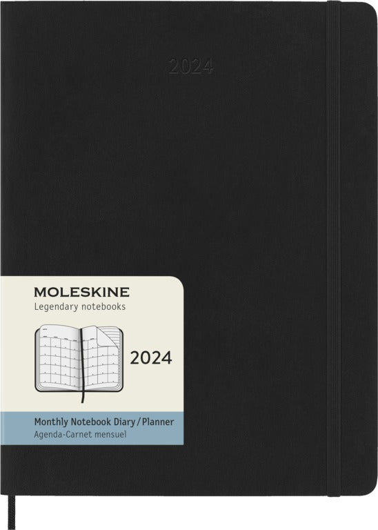 Agenda 2024 Extra Grande Negra Mensual Pasta Suave