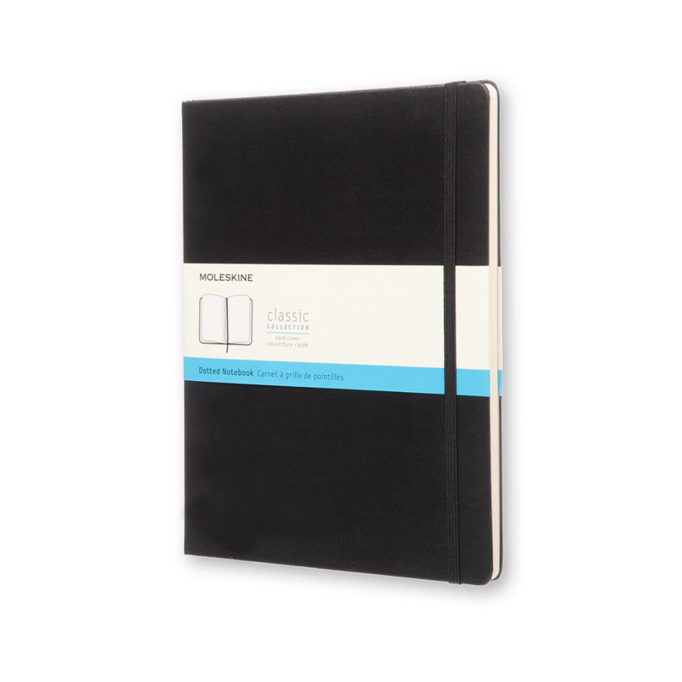 Libreta Clásica Extra Grande Negra Hoja Punteada Pasta Dura