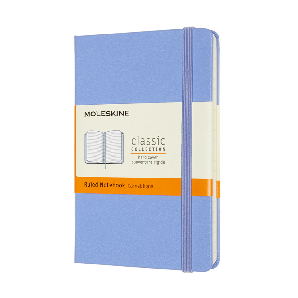 Libreta Clásica Bolsillo Azul Hortensia Hoja Rayada Pasta Dura