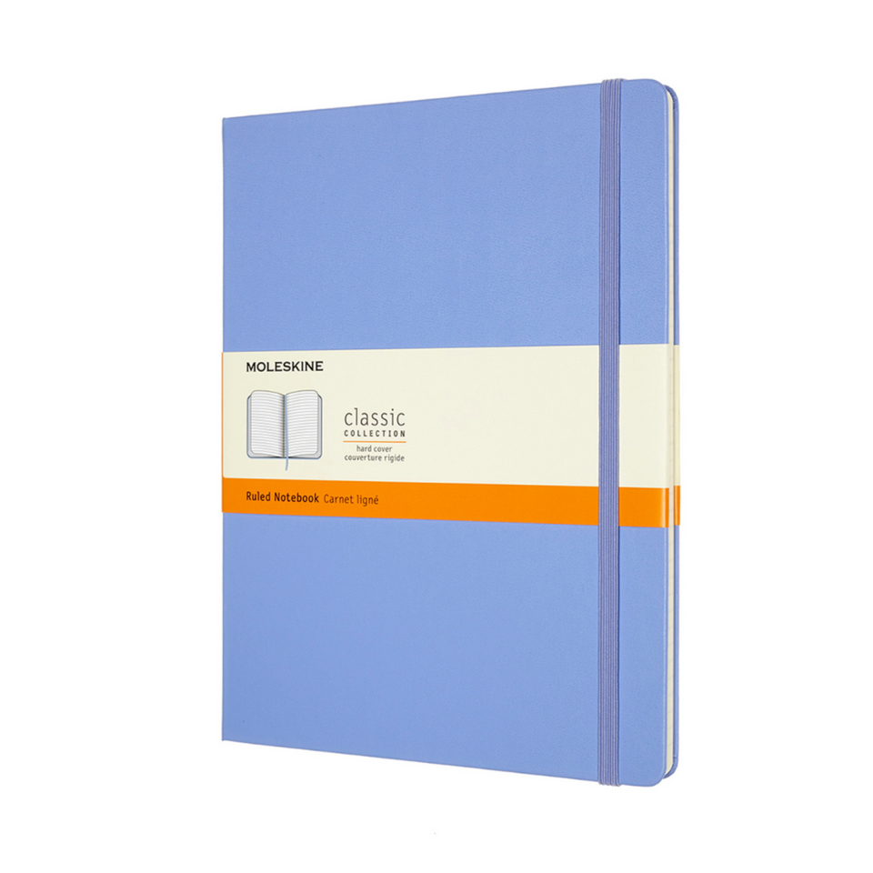 Libreta Clásica Extra Grande Azul Hortensia Hoja Rayada Pasta Dura