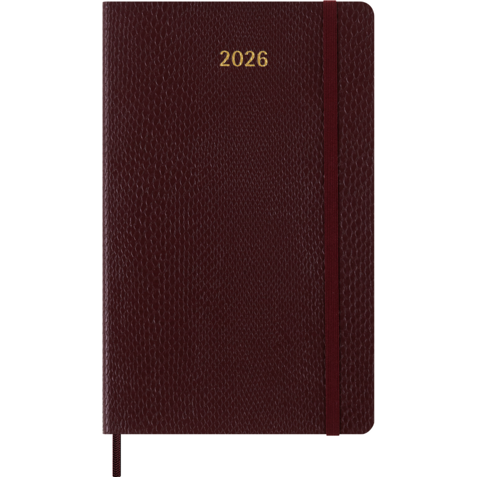 Agenda 2026 Grande de Piel Vegana Rojo Borgoña Semanal Pasta Suave