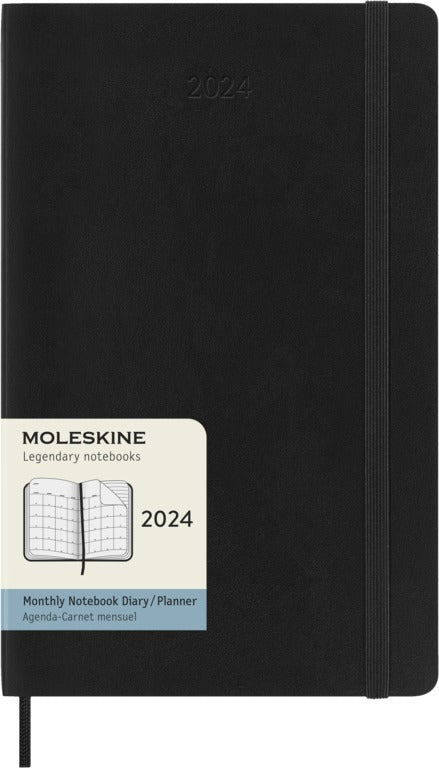 Agenda 2024 Grande Mensual Pasta Suave Negra – Moleskine