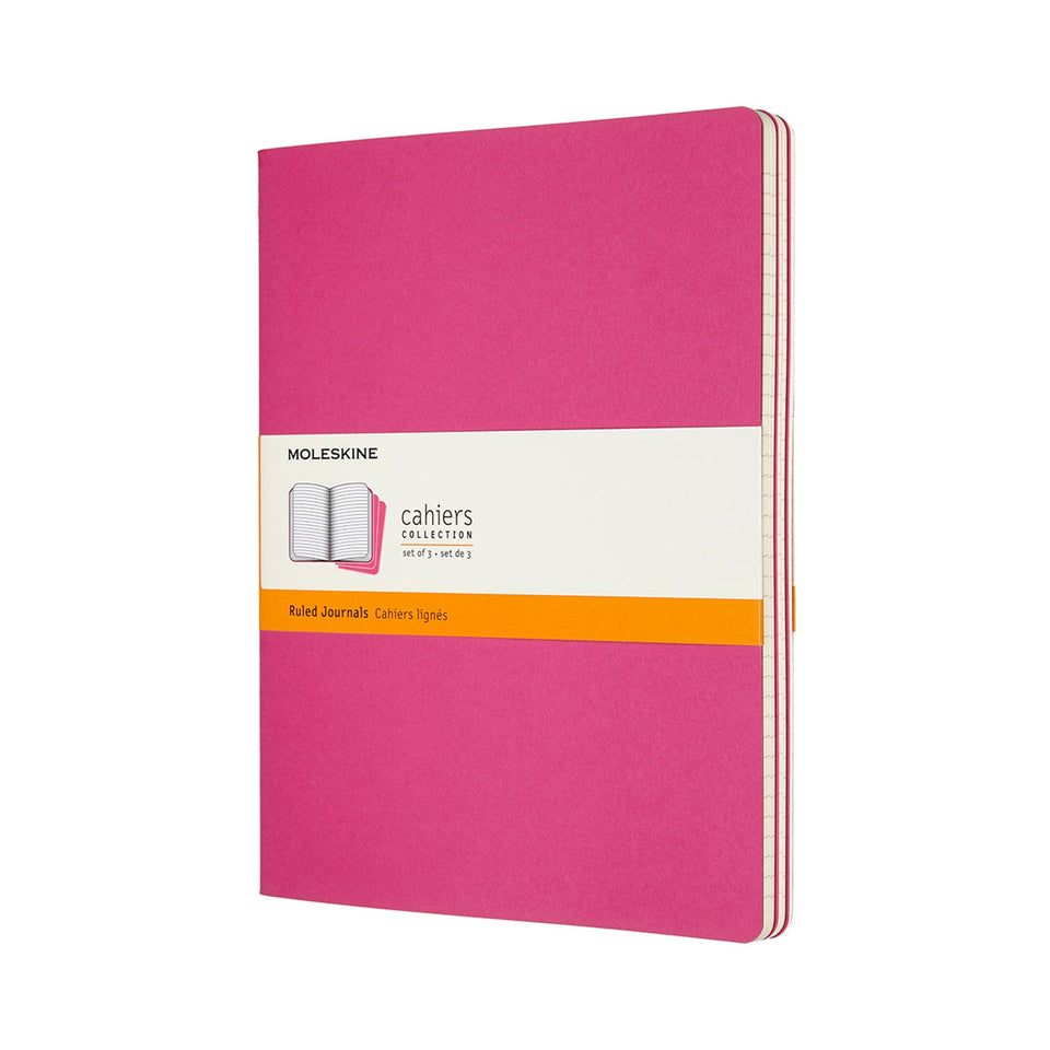 Set de 3 libretas extra grandes rosas cinético hoja rayada pasta suave