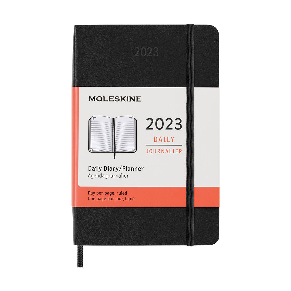 Agenda 2023 de bolsillo negra diaria pasta suave