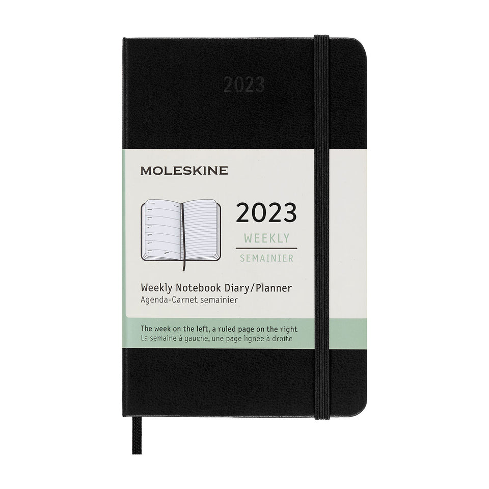 Agenda 2023 de bolsillo negra semanal pasta dura