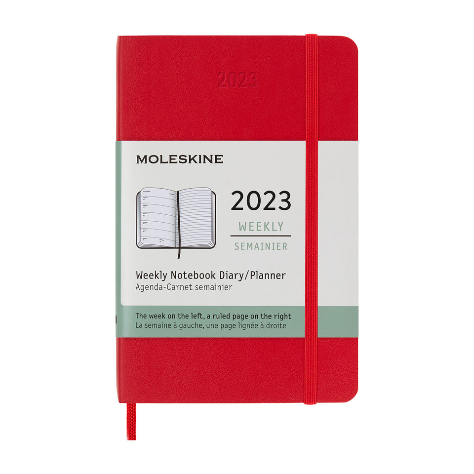 Agenda 2023 de bolsillo roja semanal pasta suave