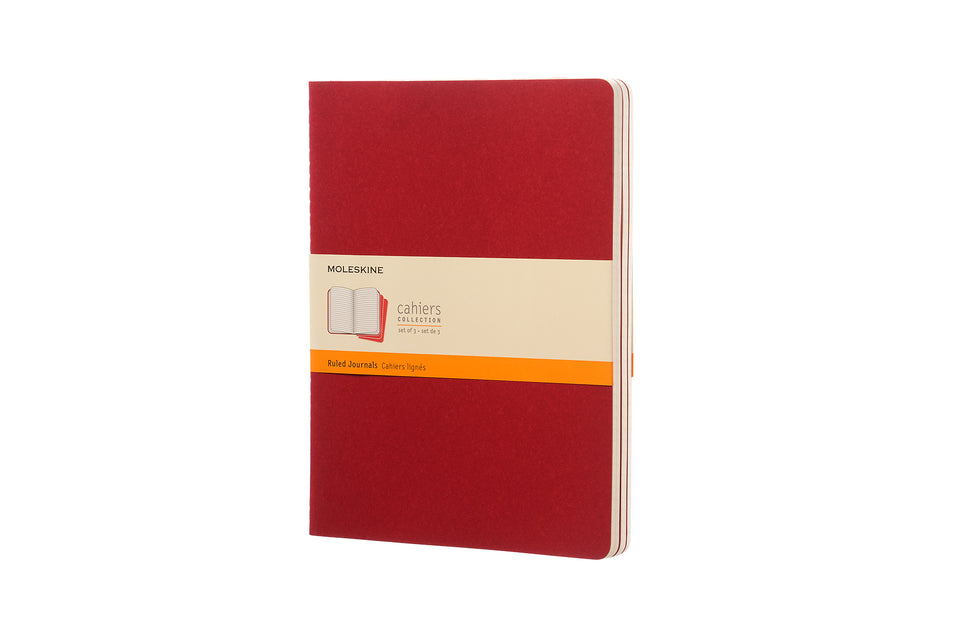 Set de 3 libretas extra grandes rojas hoja rayada pasta suave