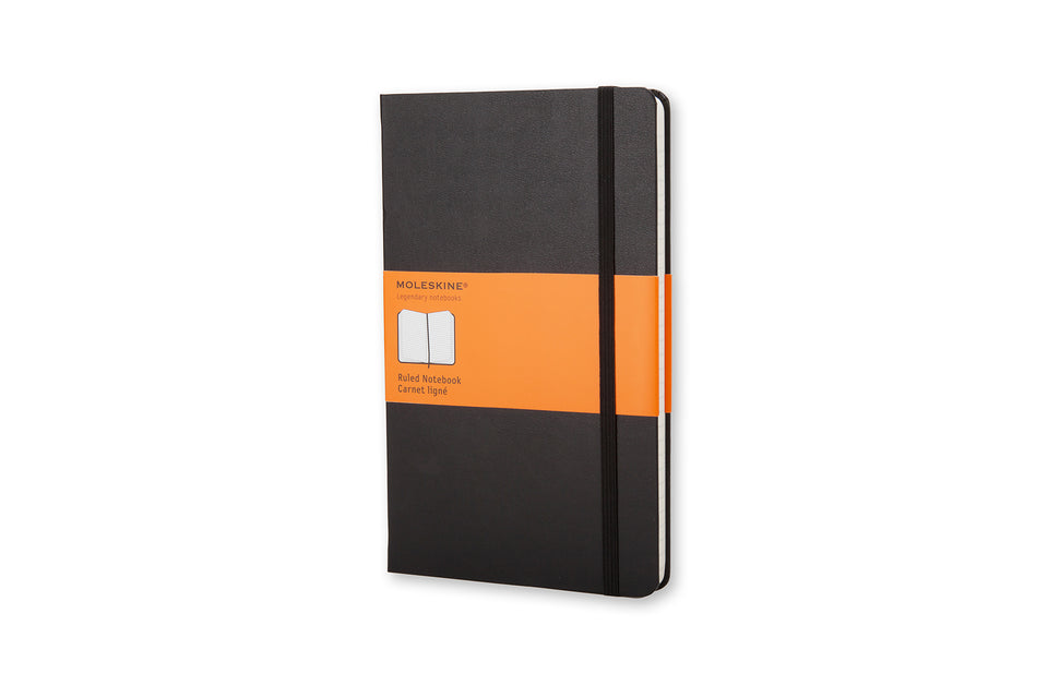Libreta clásica grande negra hoja rayada pasta dura