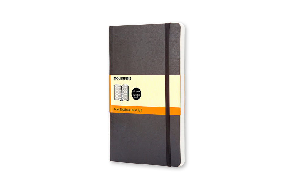 Libreta clásica grande negra hoja rayada pasta suave