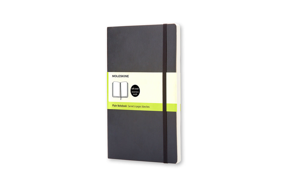 Libreta clásica grande negra hoja blanca pasta suave