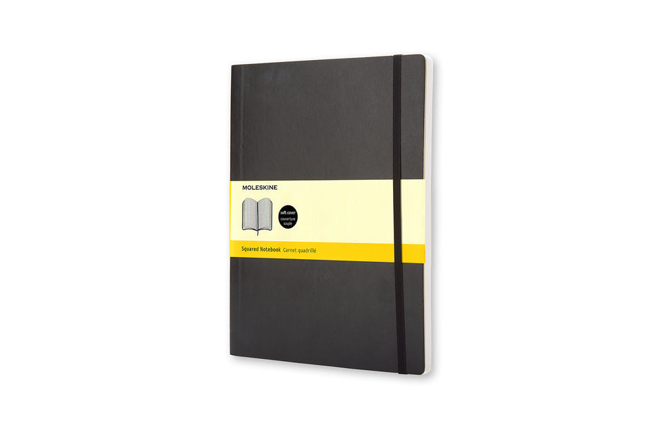 Libreta clásica extra grande negra hoja cuadriculada pasta suave