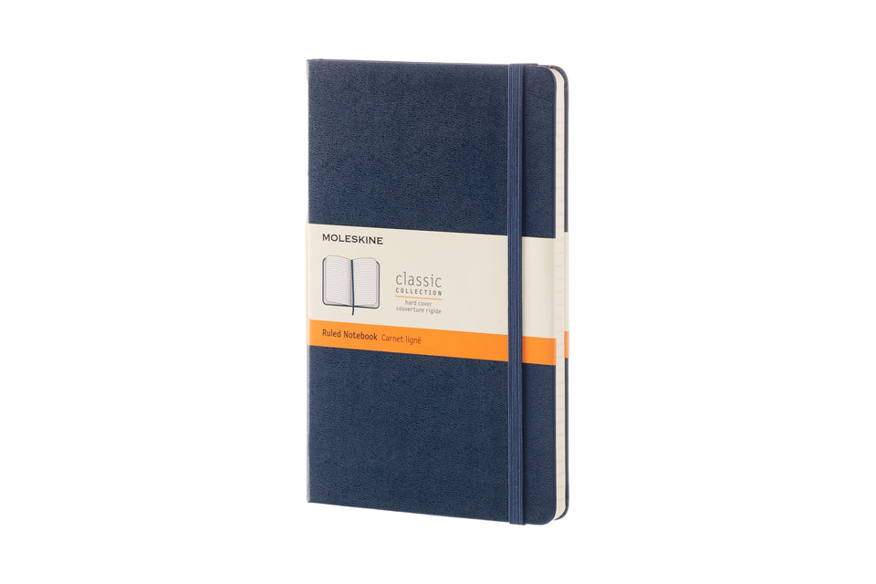Libreta clásica grande azul zafiro hoja rayada pasta dura