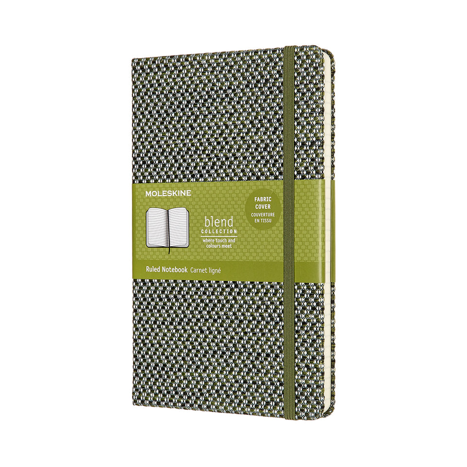 Libreta blend jacquard grande verde hoja rayada pasta dura