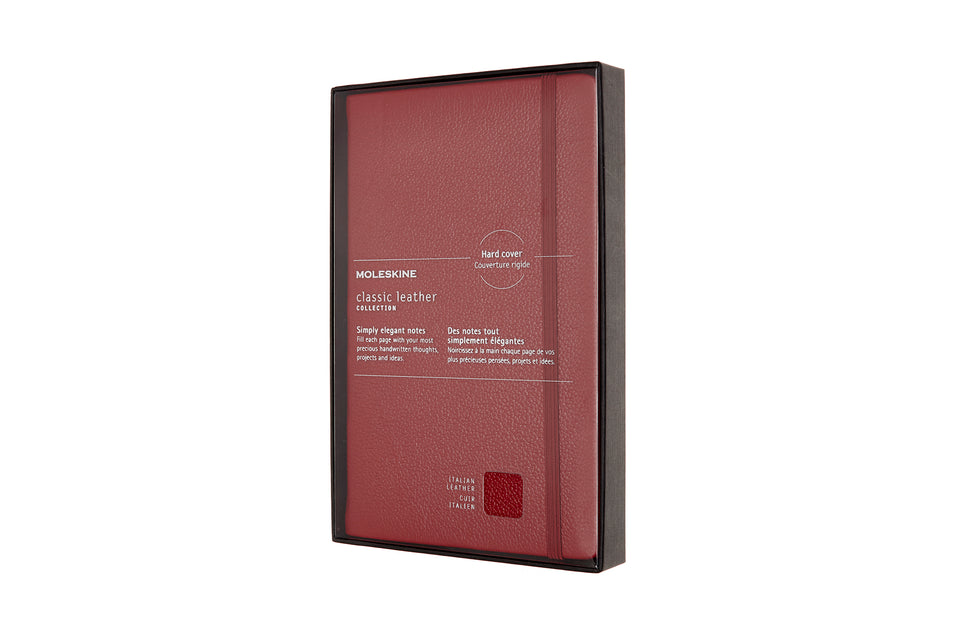 Libreta de cuero grande roja hoja rayada pasta dura