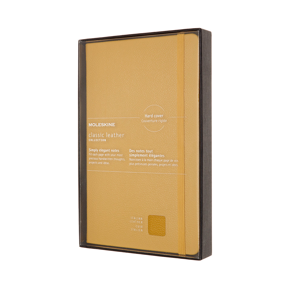 Libreta de cuero grande amarilla hoja rayada pasta dura