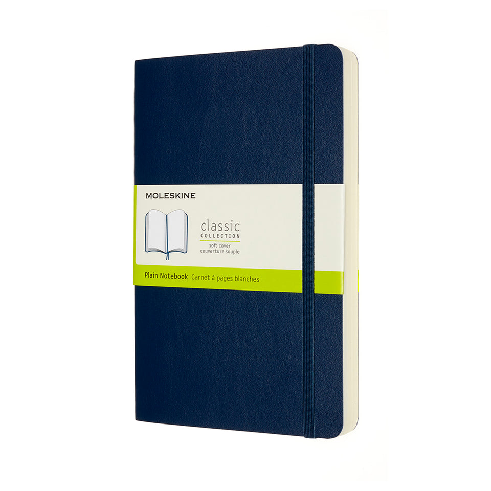 Libreta clásica expandida grande azul zafiro hoja blanca pasta suave