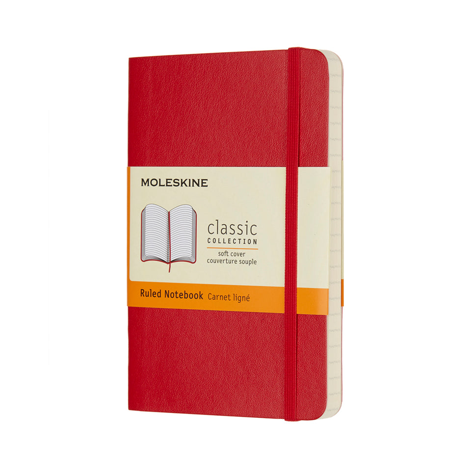 Libreta clásica de bolsillo escarlata hoja rayada pasta suave