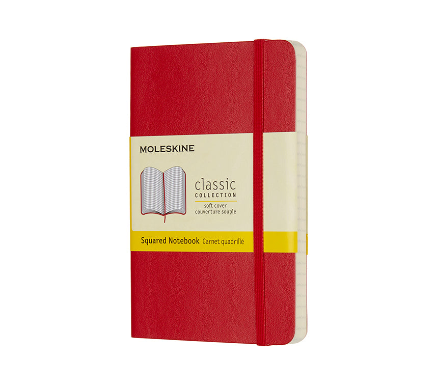 Libreta clásica de bolsillo escarlata hoja cuadriculada pasta suave