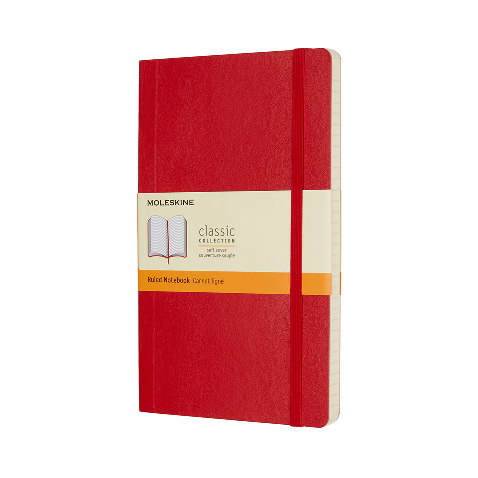 Libreta clásica grande escarlata hoja rayada pasta suave
