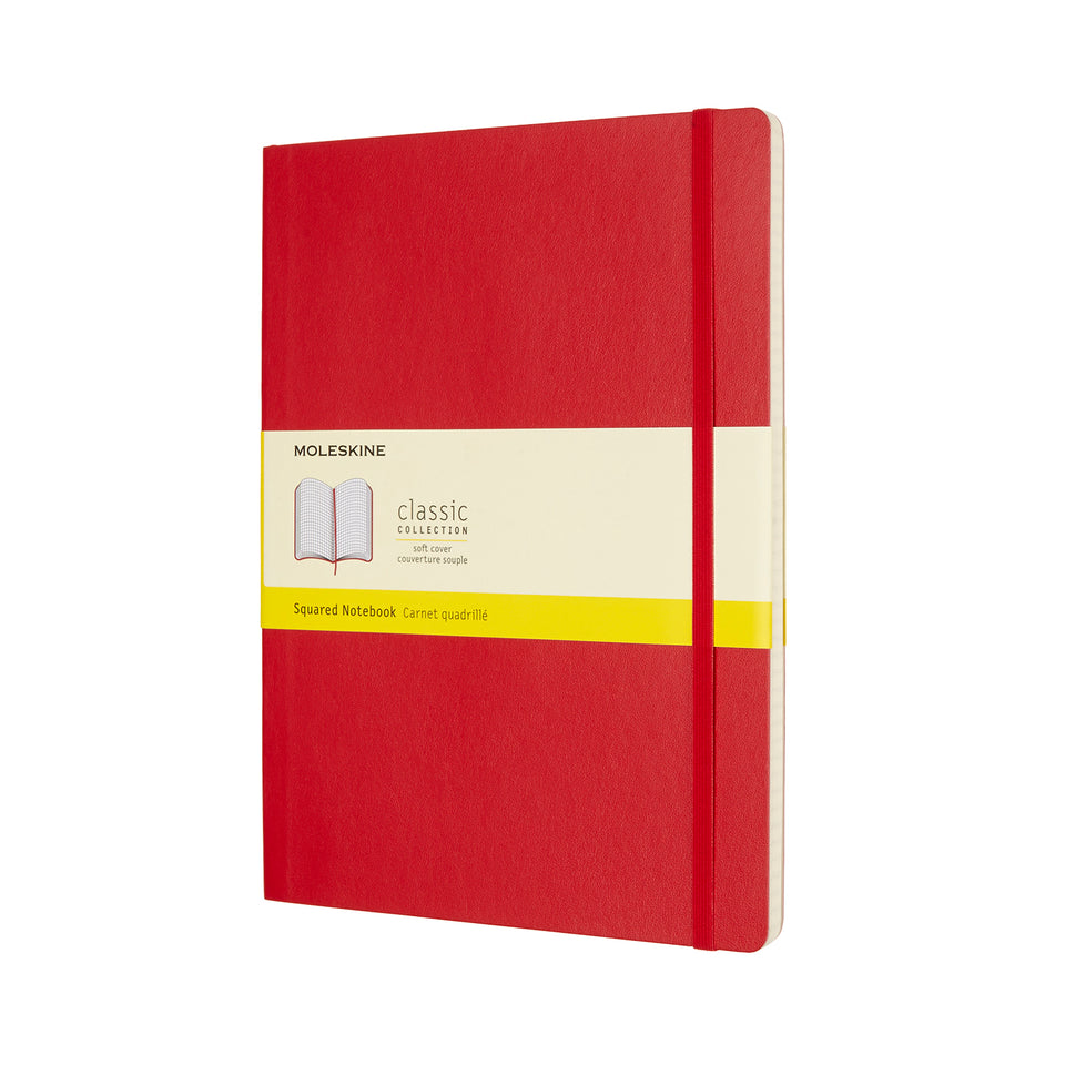 Libreta clásica extra grande escarlata hoja cuadriculada pasta suave