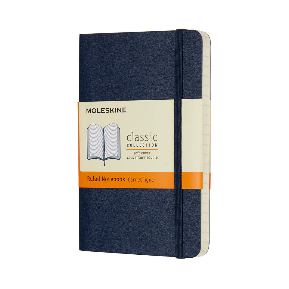Libreta clásica de bolsillo azul zafiro hoja rayada pasta suave