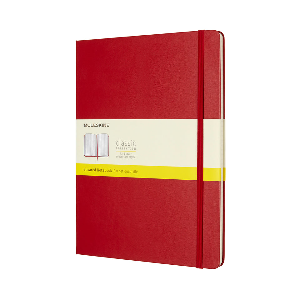 Libreta clásica extra grande escarlata hoja cuadriculada pasta dura