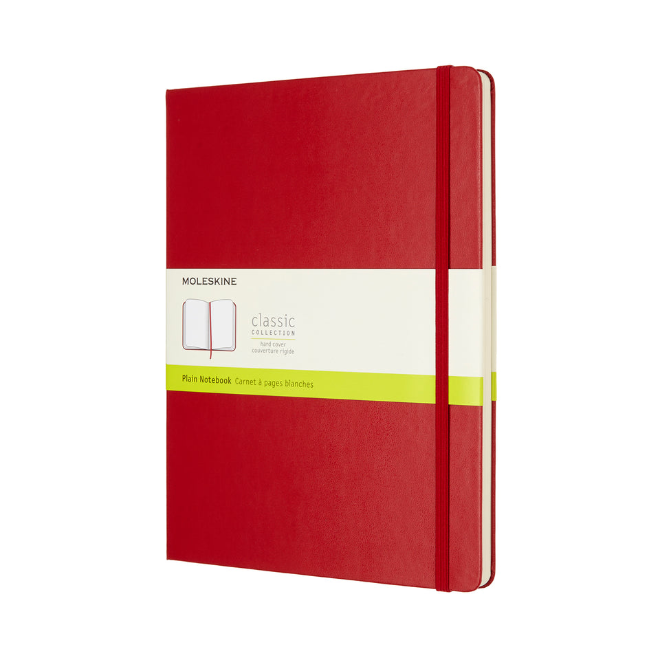 Libreta clásica extra grande escarlata hoja blanca pasta dura