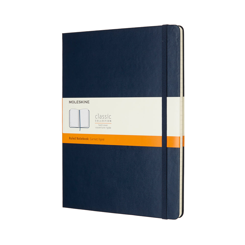 Libreta clásica extra grande azul zafiro hoja rayada pasta dura