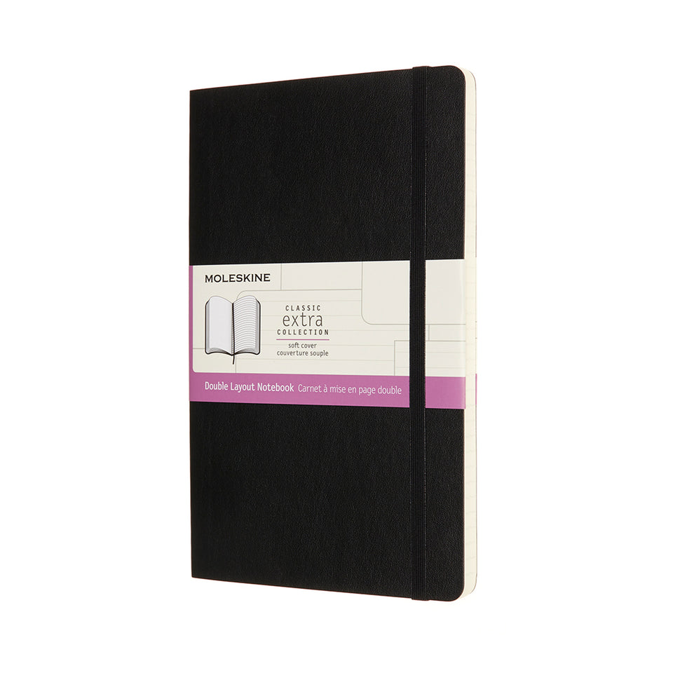 Libreta con doble diseño de página blanca y rayada tamaño grande con pasta suave