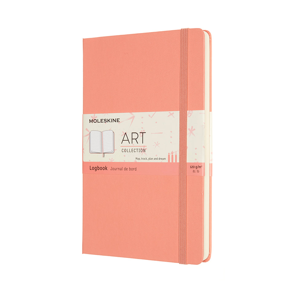 Libreta LogBook Arte coral, grande, con hoja punteada y pasta dura