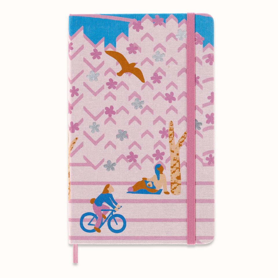 Libreta Sakura bycicle grande rosa hoja rayada pasta dura