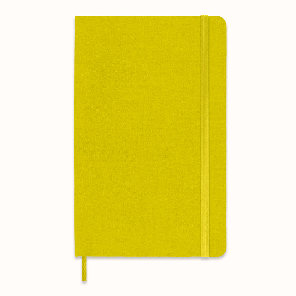 Libreta grande amarilla heno hoja rayada pasta dura de seda