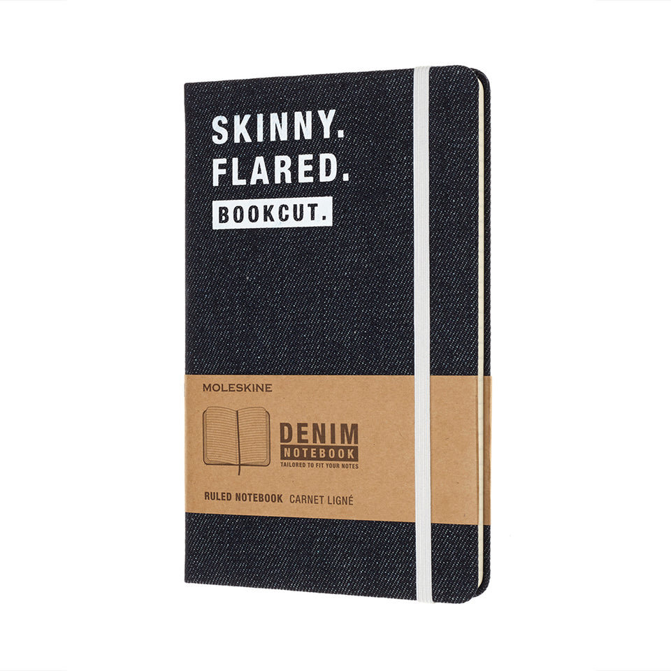 Libreta denim Skinny grande hoja rayada pasta dura