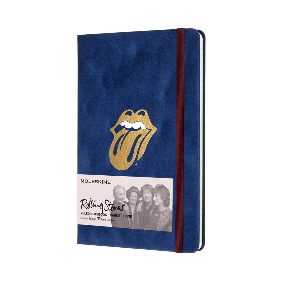 Libreta Rolling Stones grande azul hoja rayada pasta dura