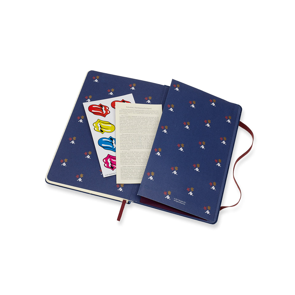 Libreta Rolling Stones grande azul hoja rayada pasta dura