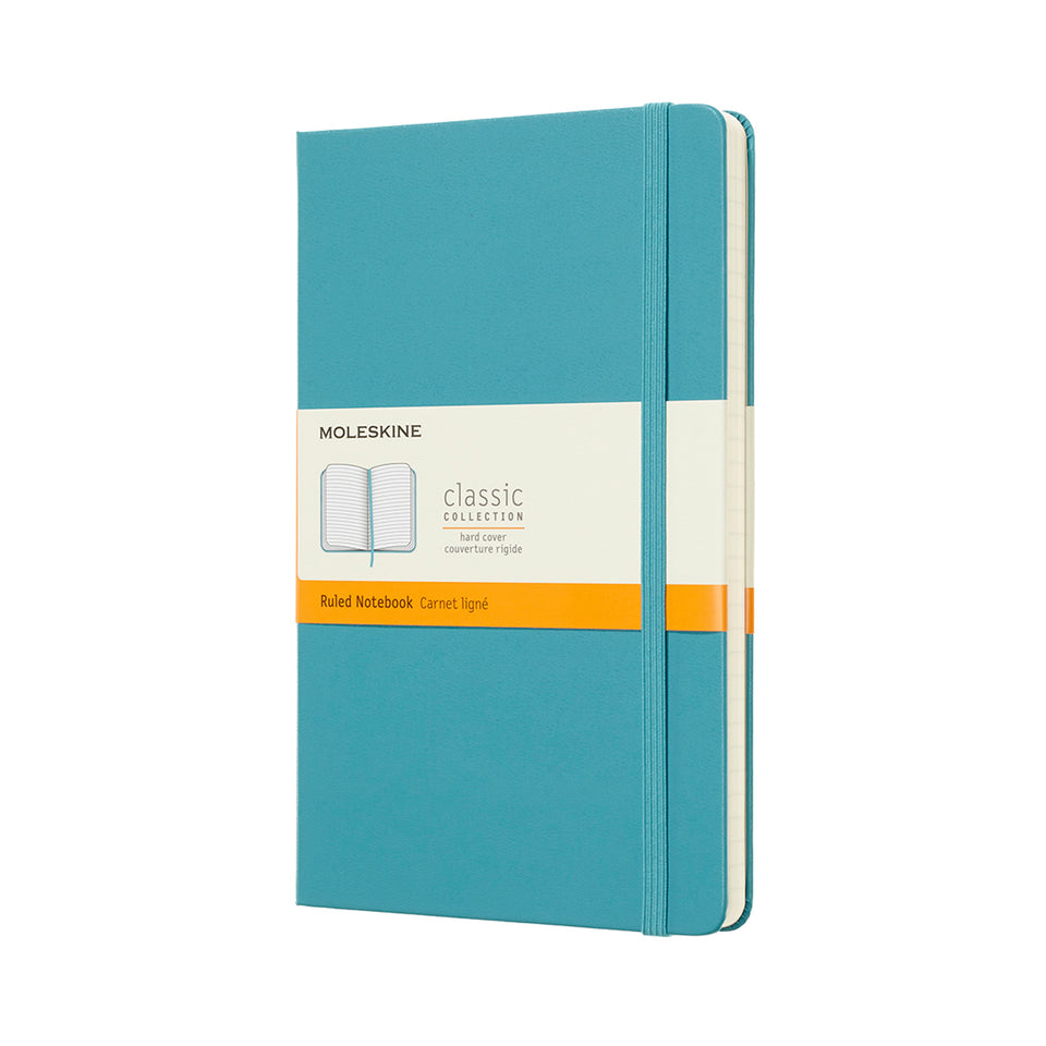 Libreta clásica grande azul arrecife hoja rayada pasta dura