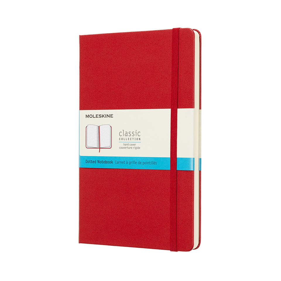 Libreta clásica grande roja hoja punteada pasta dura