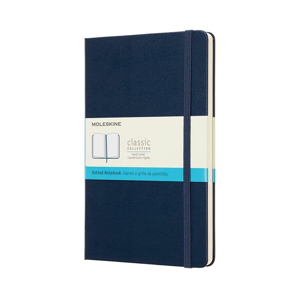Libreta clásica grande azul zafiro hoja punteada pasta dura