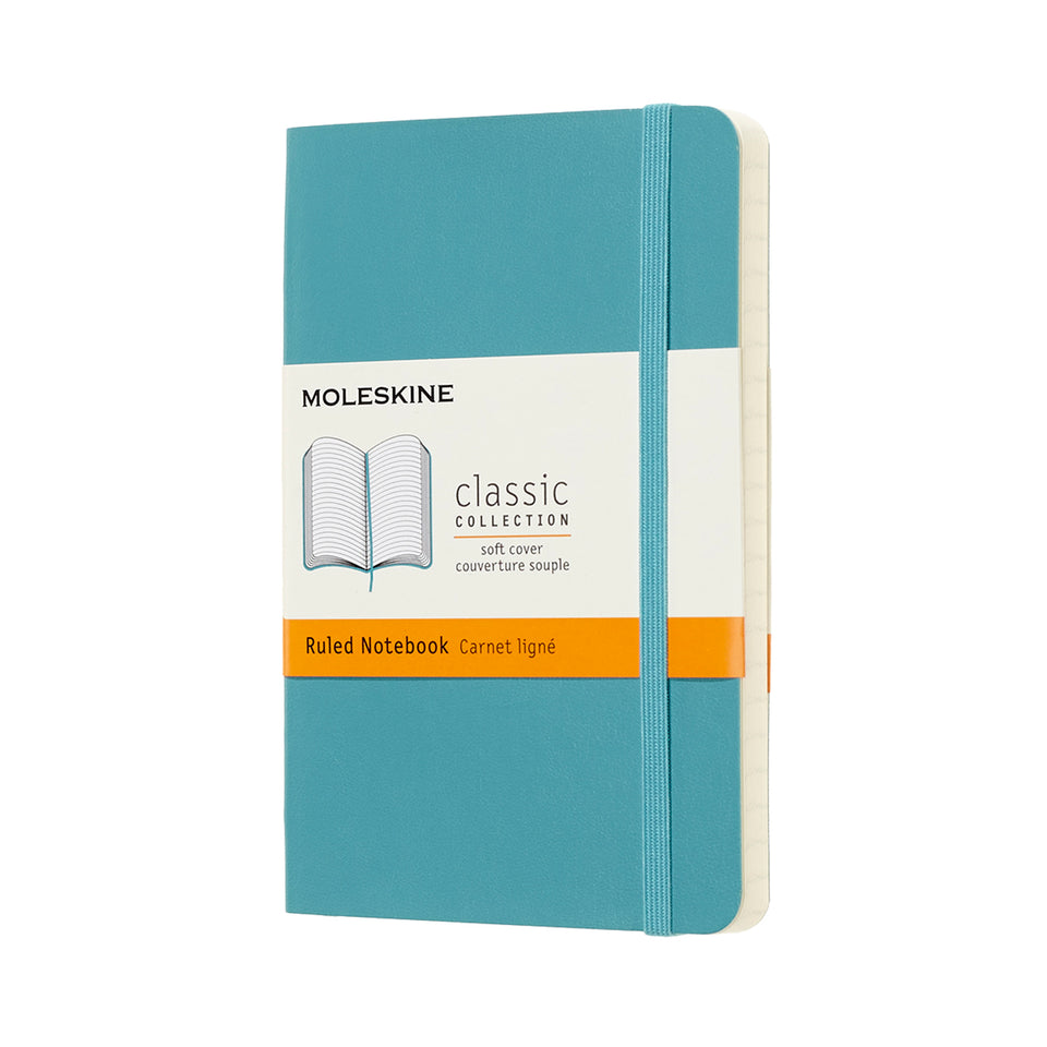 Libreta clásica de bolsillo azul arrecife hoja rayada pasta suave