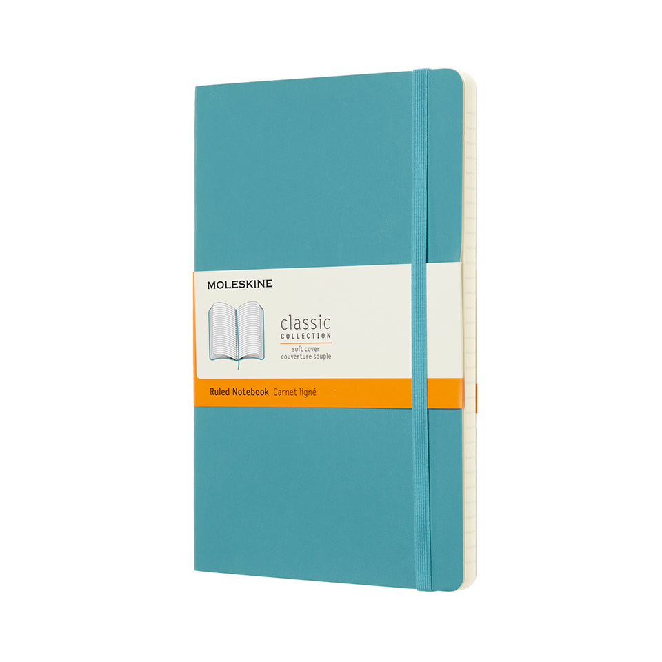 Libreta clásica grande azul arrecife hoja rayada pasta suave