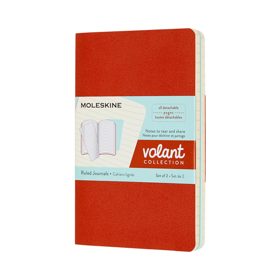 Set de 2 libretas de bolsillo naranja y aqua hoja rayada suave
