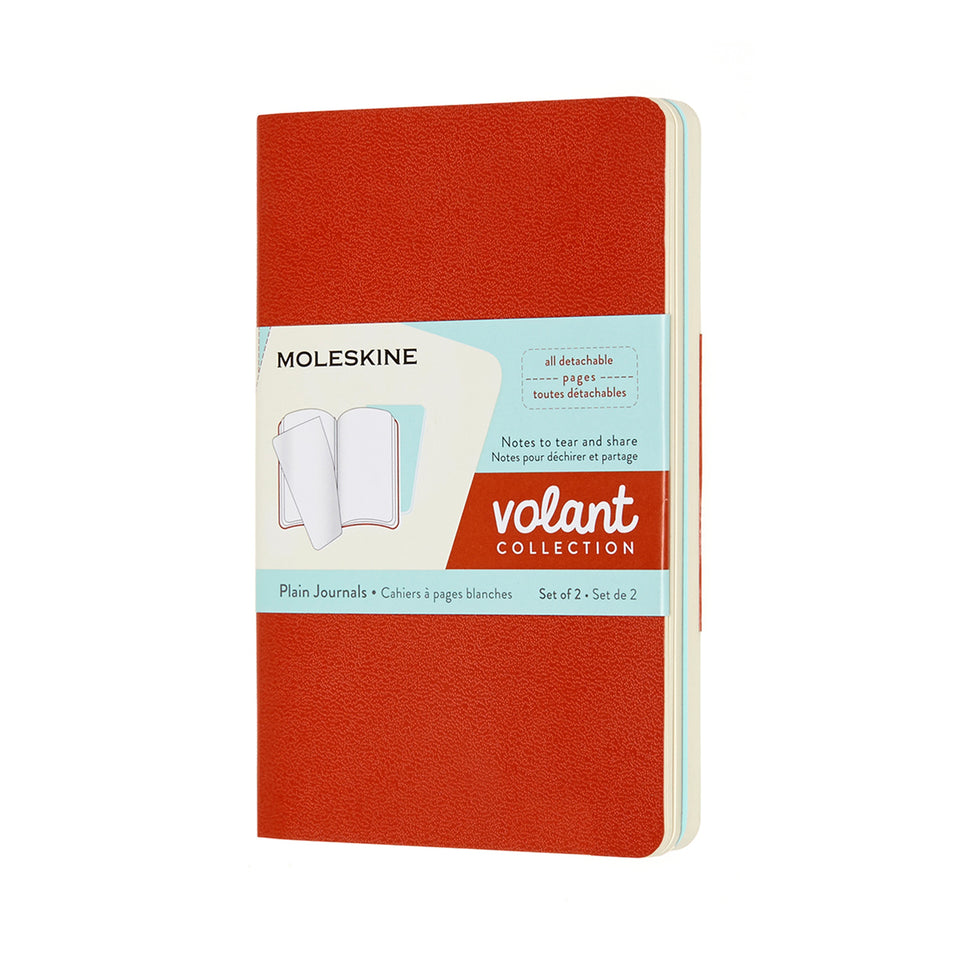 Set de 2 libretas de bolsillo naranja y aqua hoja blanca pasta suave