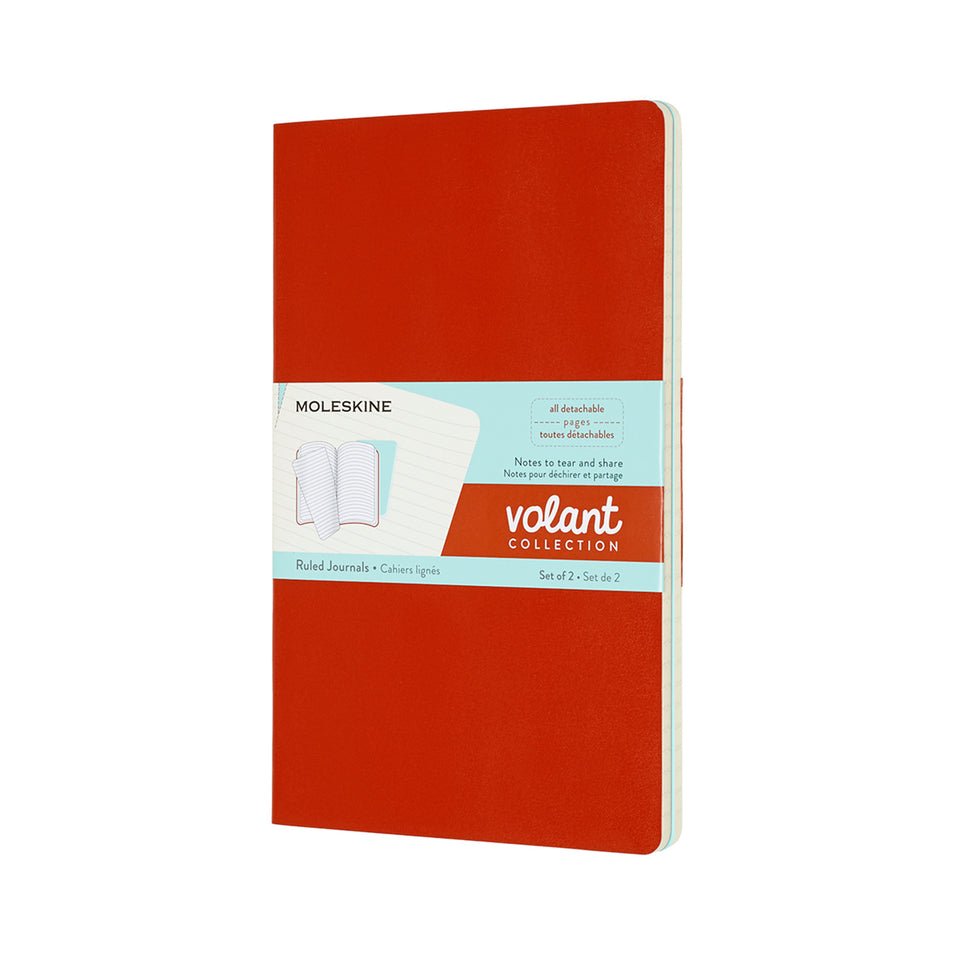 Set de 2 libretas grandes naranjas aqua hoja rayada pasta suave