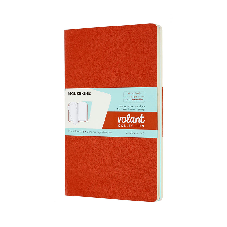 Set de 2 libretas grandes naranjas y aqua hoja blanca pasta suave