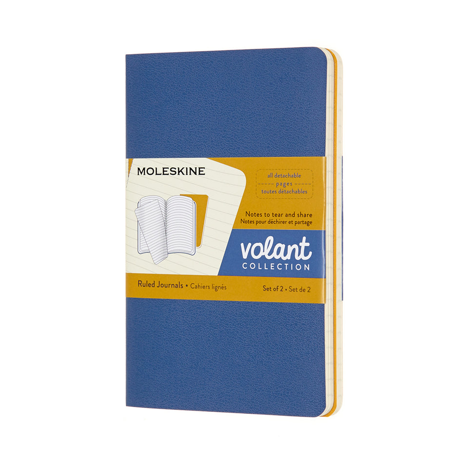 Set de 2 libretas ambar y azul hoja rayada pasta suave