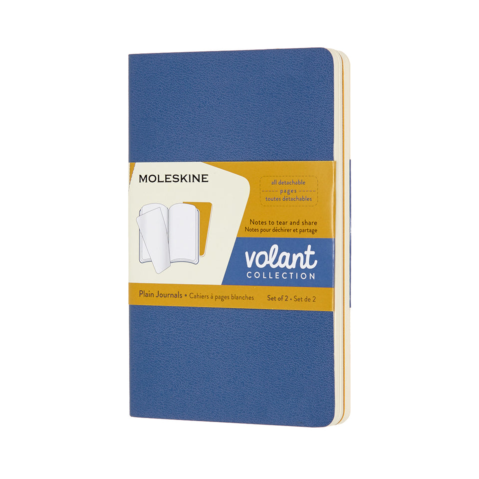 Set de 2 libretas de bolsillo ambar y azul hoja blanca pasta suave