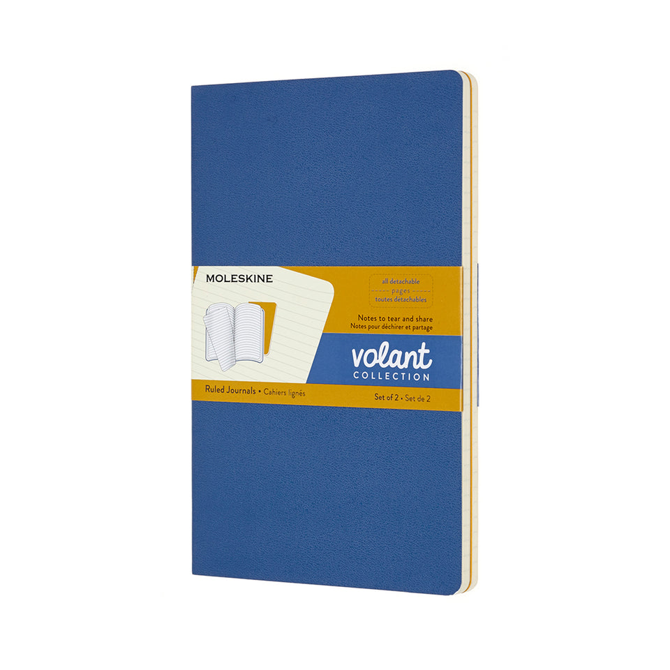 Set de 2 libretas grandes ambar y azul hoja blanca pasta suave